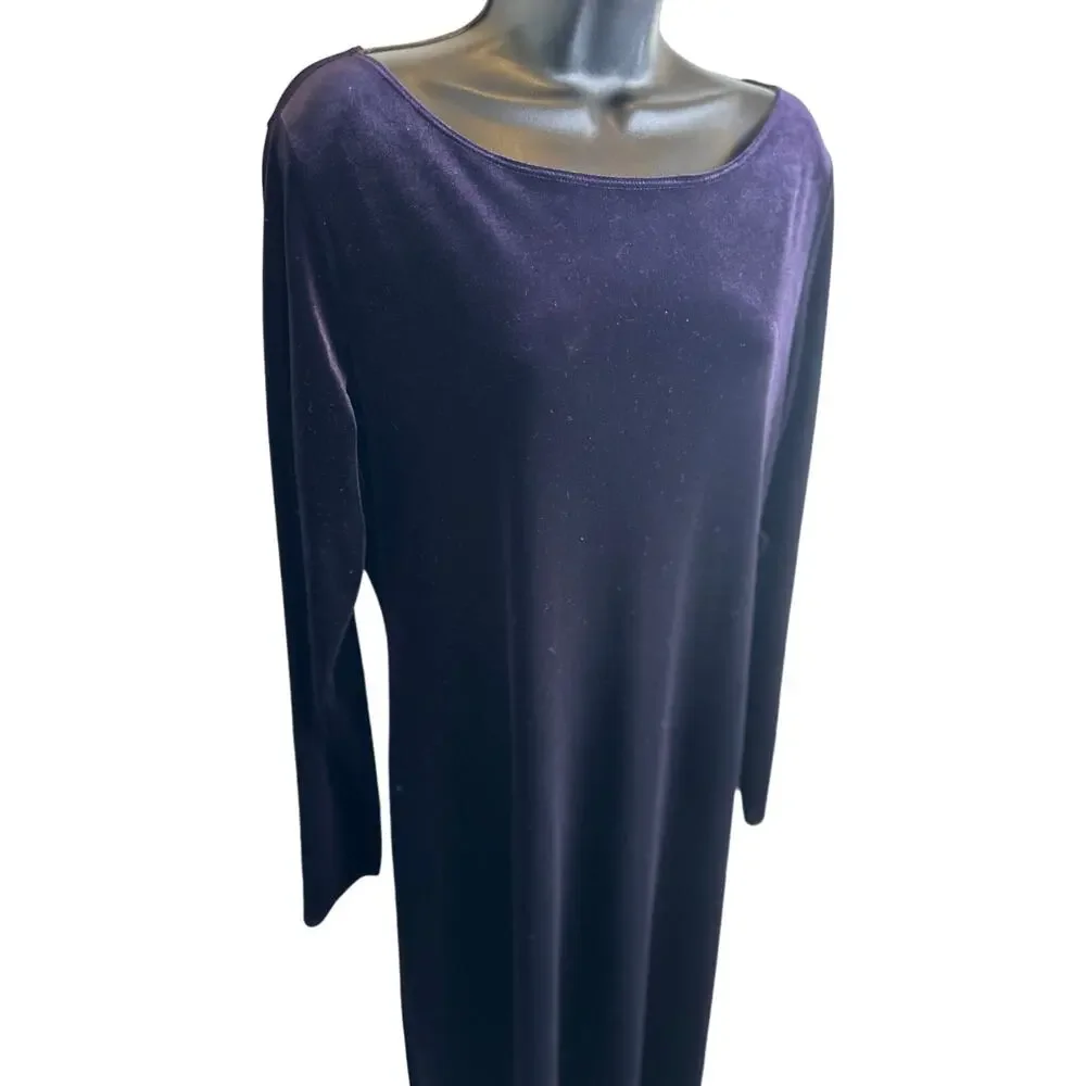 Vintage Max Studio Purple Velvet Maxi Dress Made in USA Sz LG Witchy Whimsigoth